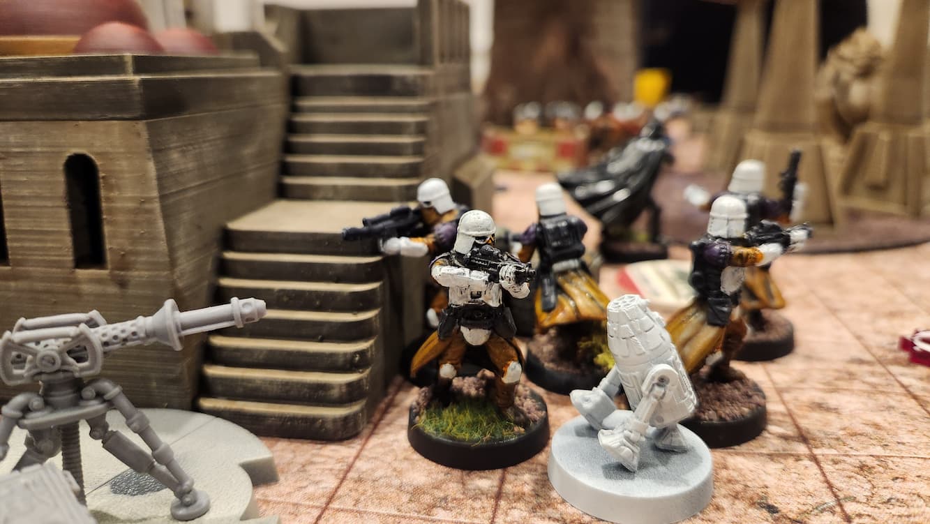 Empire Snow Troopers and Ewebs cover Vader Advancing